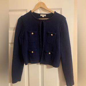 Navy blue Odette sweater lady jacket in cotton-blend from Jcrew